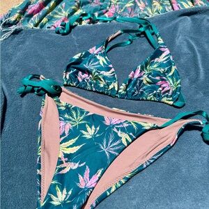 Mary Jane Teal and Pink Tropical Bikini